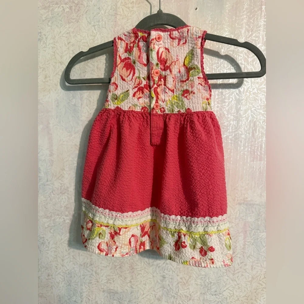 Genuine Kids OshKosh girl's 18 month,  coral pink floral sleeveless sundress.